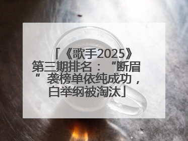 《歌手2025》第三期排名：“断眉”袭榜单依纯成功，白举纲被淘汰