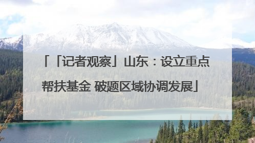 「记者观察」山东：设立重点帮扶基金 破题区域协调发展
