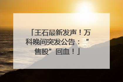 王石最新发声！万科晚间突发公告：“售股”回血！