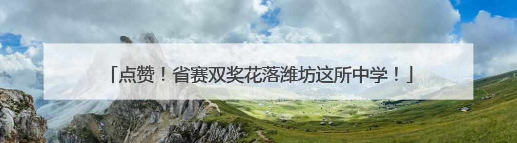 点赞！省赛双奖花落潍坊这所中学！