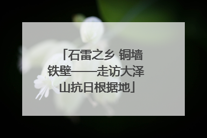 石雷之乡 铜墙铁壁——走访大泽山抗日根据地