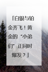 白银与铂金齐飞！黄金的“小弟们”正同时爆发？