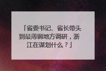 省委书记、省长带头到最薄弱地方调研，浙江在谋划什么？