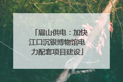 眉山供电：加快江口沉银博物馆电力配套项目建设