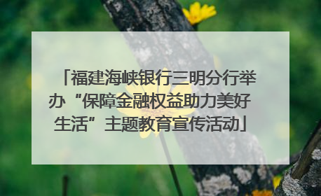 福建海峡银行三明分行举办“保障金融权益助力美好生活”主题教育宣传活动