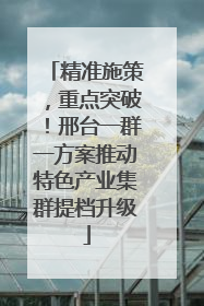精准施策，重点突破！邢台一群一方案推动特色产业集群提档升级