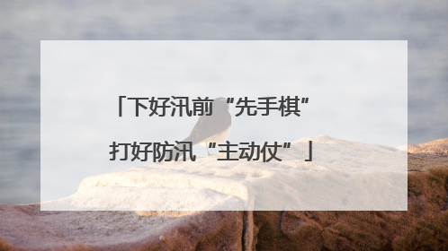 下好汛前“先手棋” 打好防汛“主动仗”