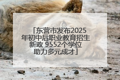 东营市发布2025年初中后职业教育招生新政 9552个学位助力多元成才