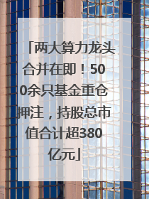 两大算力龙头合并在即！500余只基金重仓押注，持股总市值合计超380亿元