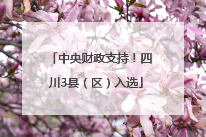 中央财政支持！四川3县（区）入选