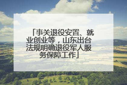事关退役安置、就业创业等，山东出台法规明确退役军人服务保障工作