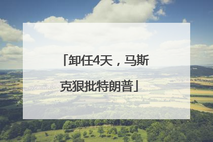 卸任4天，马斯克狠批特朗普