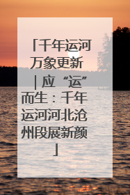 千年运河 万象更新｜应“运”而生：千年运河河北沧州段展新颜