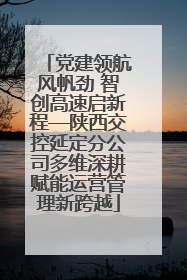 党建领航风帆劲 智创高速启新程—陕西交控延定分公司多维深耕赋能运营管理新跨越