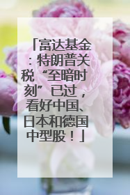 富达基金：特朗普关税“至暗时刻”已过，看好中国、日本和德国中型股！