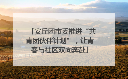 安丘团市委推进“共青团伙伴计划”，让青春与社区双向奔赴