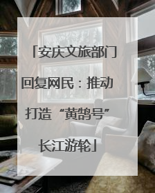 安庆文旅部门回复网民：推动打造“黄鹄号”长江游轮