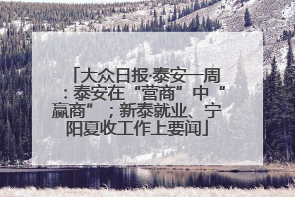大众日报·泰安一周：泰安在“营商”中“赢商”；新泰就业、宁阳夏收工作上要闻