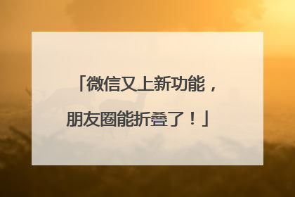 微信又上新功能，朋友圈能折叠了！