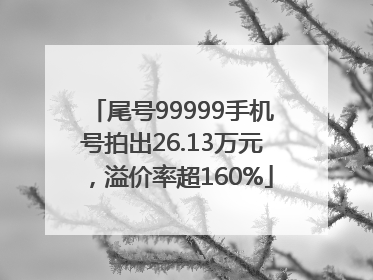 尾号99999手机号拍出26.13万元，溢价率超160%