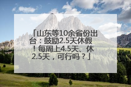 山东等10余省份出台：鼓励2.5天休假！每周上4.5天、休2.5天，可行吗？