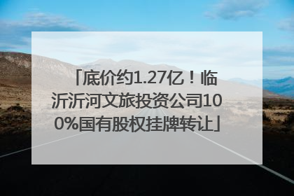 底价约1.27亿！临沂沂河文旅投资公司100%国有股权挂牌转让
