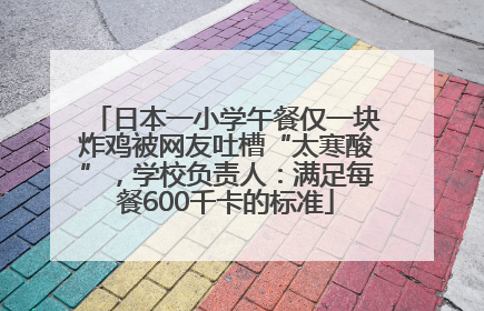 日本一小学午餐仅一块炸鸡被网友吐槽“太寒酸”，学校负责人：满足每餐600千卡的标准