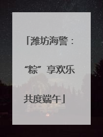潍坊海警：“粽”享欢乐共度端午
