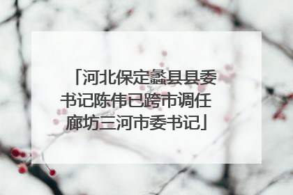 河北保定蠡县县委书记陈伟已跨市调任廊坊三河市委书记