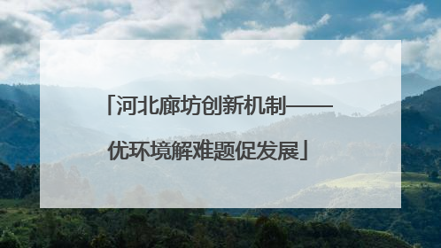 河北廊坊创新机制——优环境解难题促发展