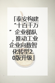 泰安构建“十百千万”企业梯队，推动工业企业向数智化转型2.0版升级