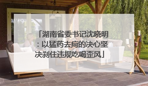 湖南省委书记沈晓明：以猛药去疴的决心坚决刹住违规吃喝歪风