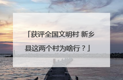 获评全国文明村 新乡县这两个村为啥行？