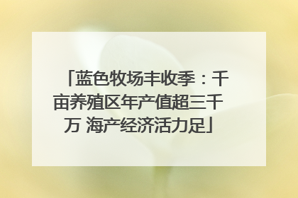 蓝色牧场丰收季：千亩养殖区年产值超三千万 海产经济活力足