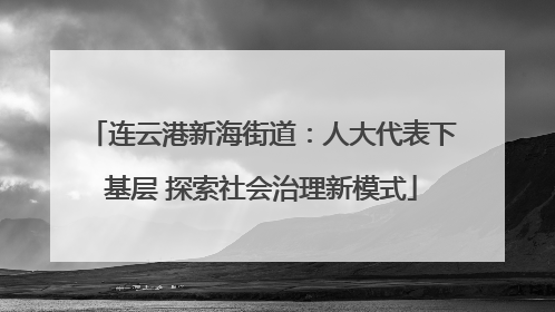连云港新海街道：人大代表下基层 探索社会治理新模式