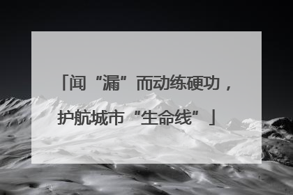 闻“漏”而动练硬功，护航城市“生命线”
