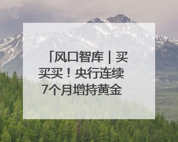 风口智库｜买买买！央行连续7个月增持黄金，专家：金价或仍易涨难跌
