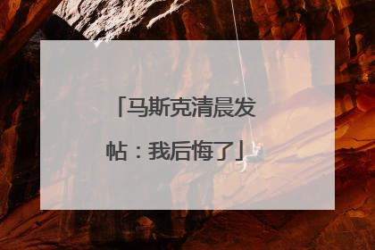 马斯克清晨发帖：我后悔了