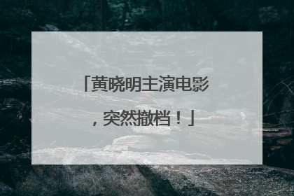 黄晓明主演电影，突然撤档！