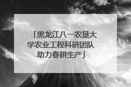 黑龙江八一农垦大学农业工程科研团队助力春耕生产