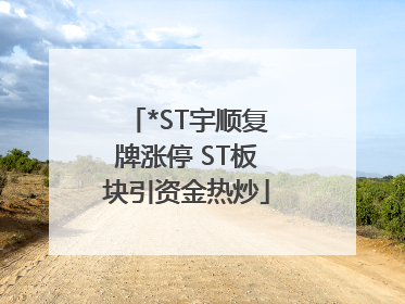 *ST宇顺复牌涨停 ST板块引资金热炒
