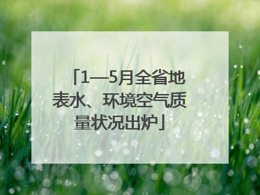 1—5月全省地表水、环境空气质量状况出炉