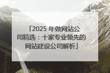 2025 年做网站公司精选：十家专业领先的网站建设公司解析